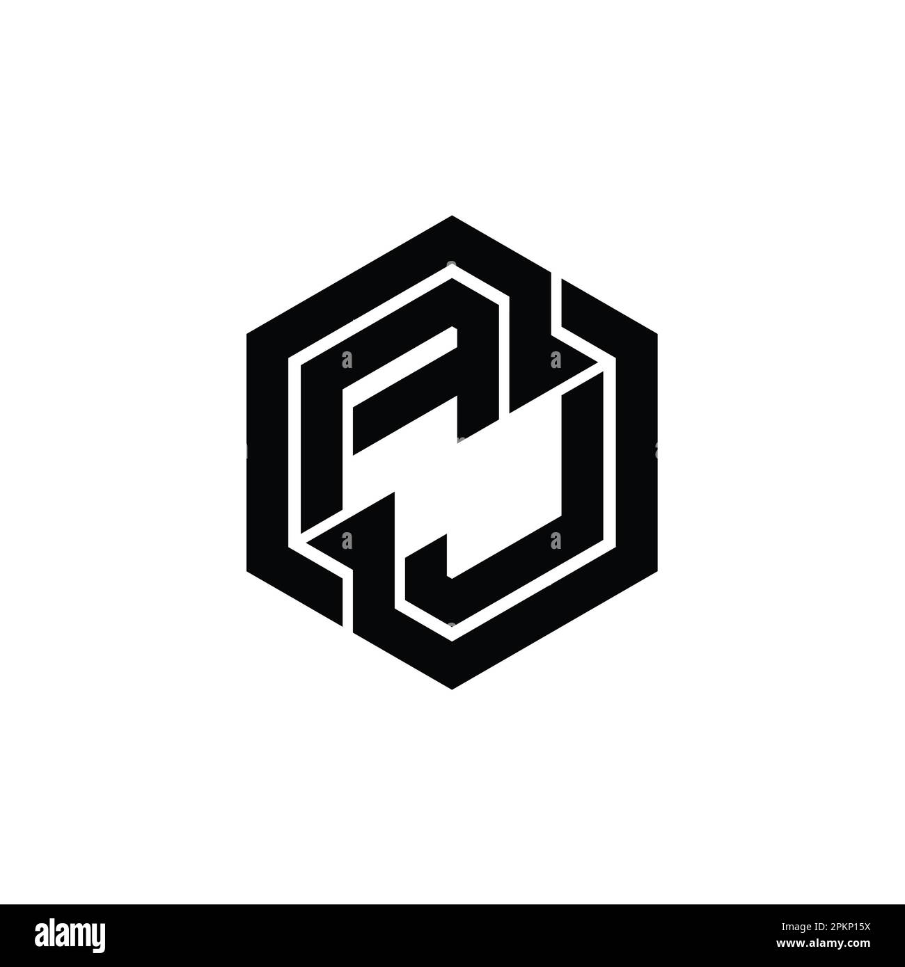 AJ Logo monogram gaming with hexagon geometric shape design template