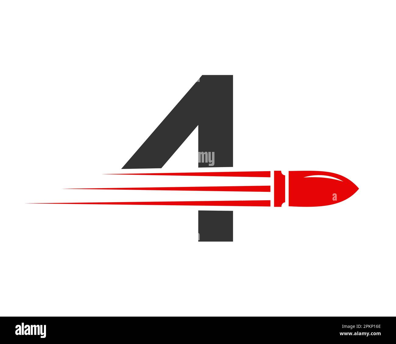 Letter 4 Shooting Bullet Logo With Concept Weapon For Safety and