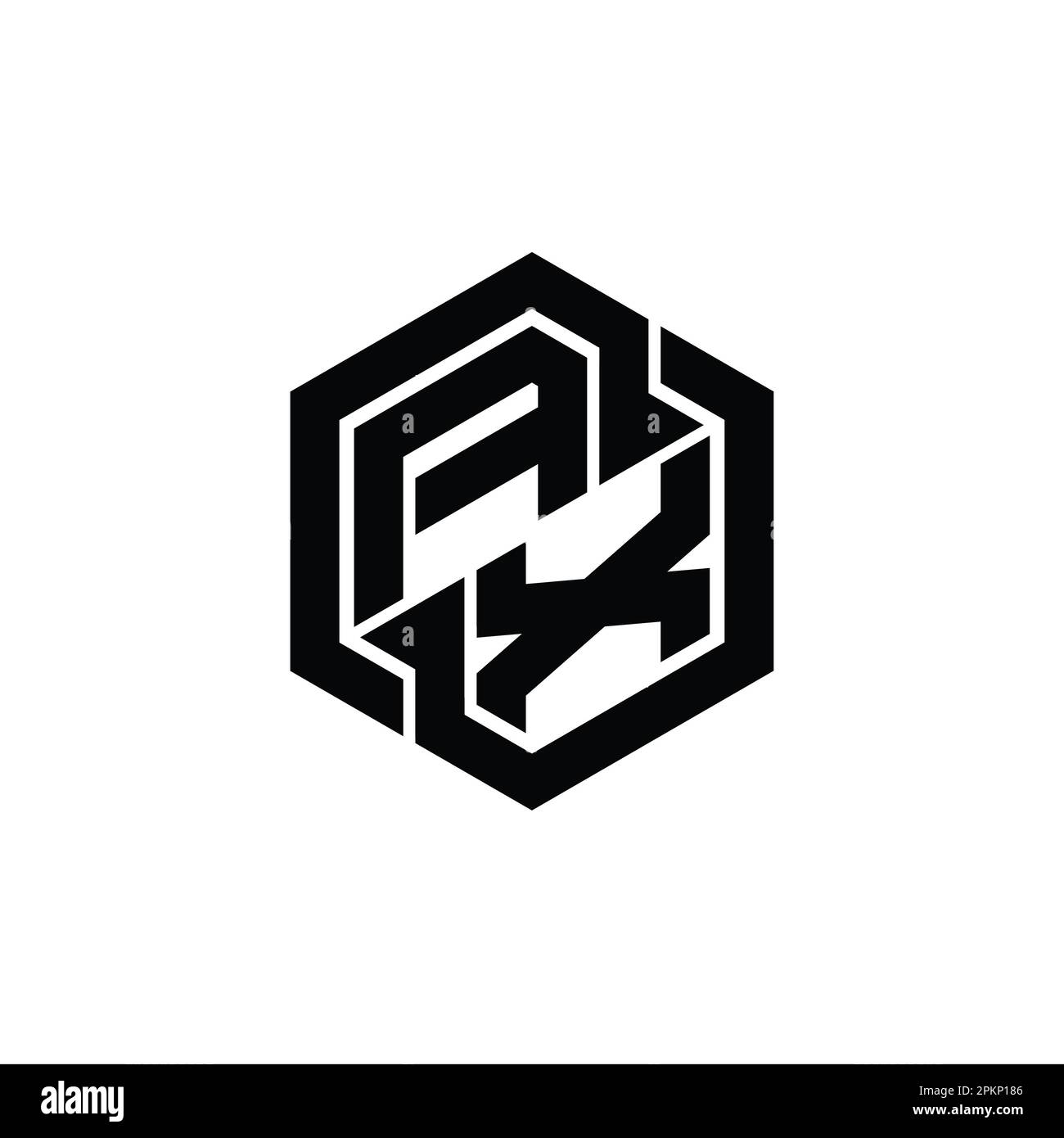 AX Logo monogram gaming with hexagon geometric shape design template Stock Photo