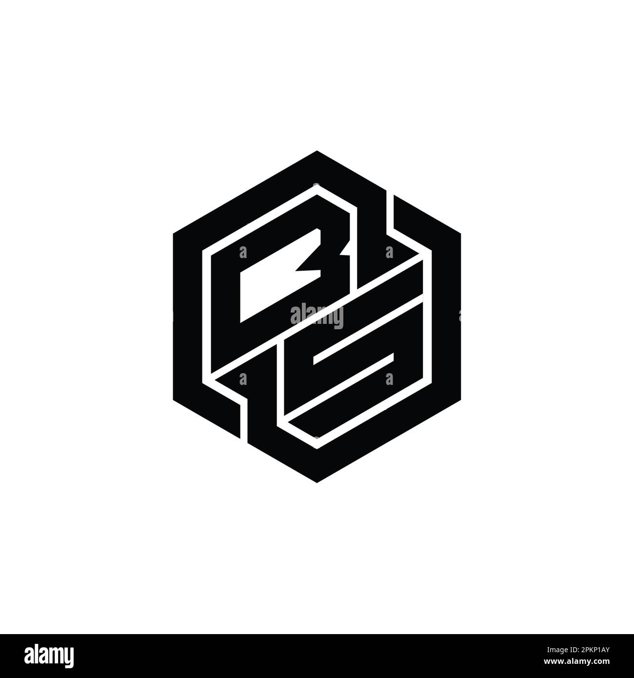 BS Logo monogram gaming with hexagon geometric shape design template Stock Photo