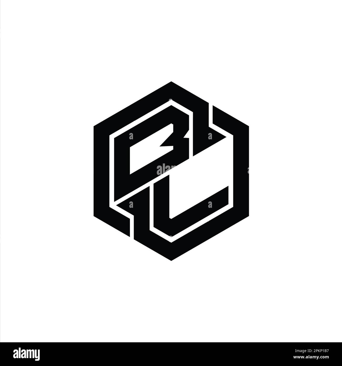 BL Logo monogram gaming with hexagon geometric shape design template Stock Photo