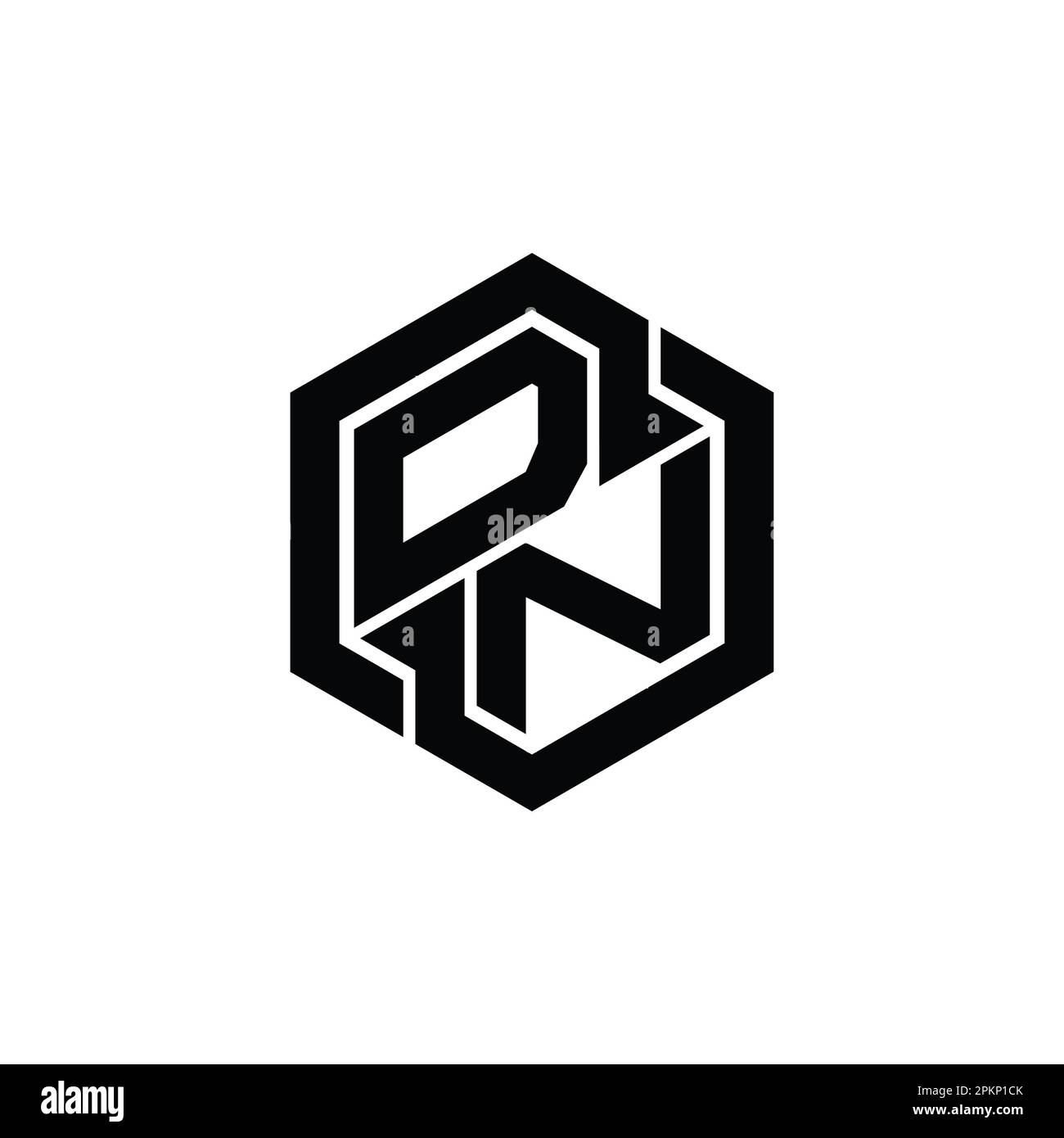 DN Logo monogram gaming with hexagon geometric shape design template ...