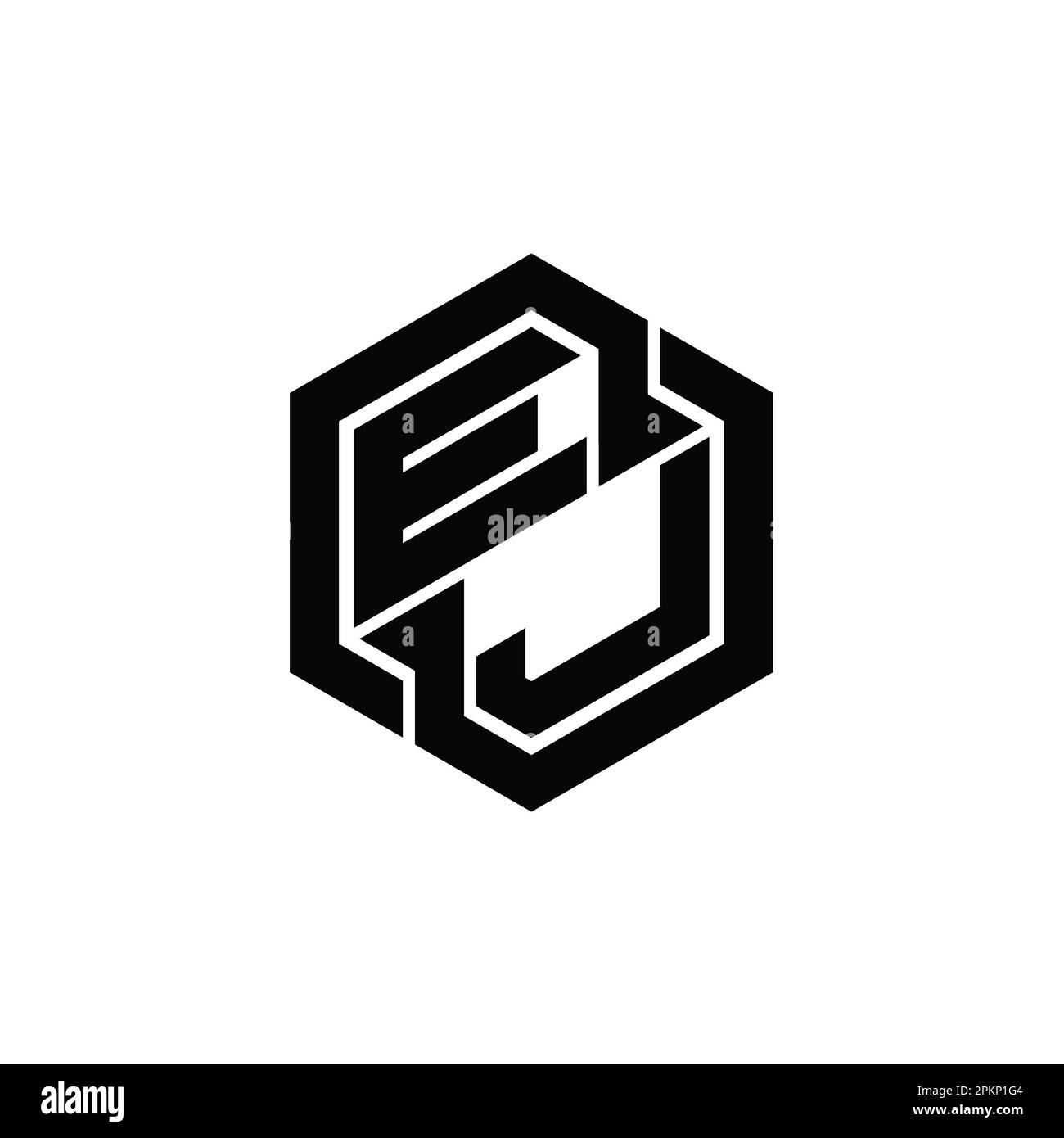 EJ Logo monogram gaming with hexagon geometric shape design template ...