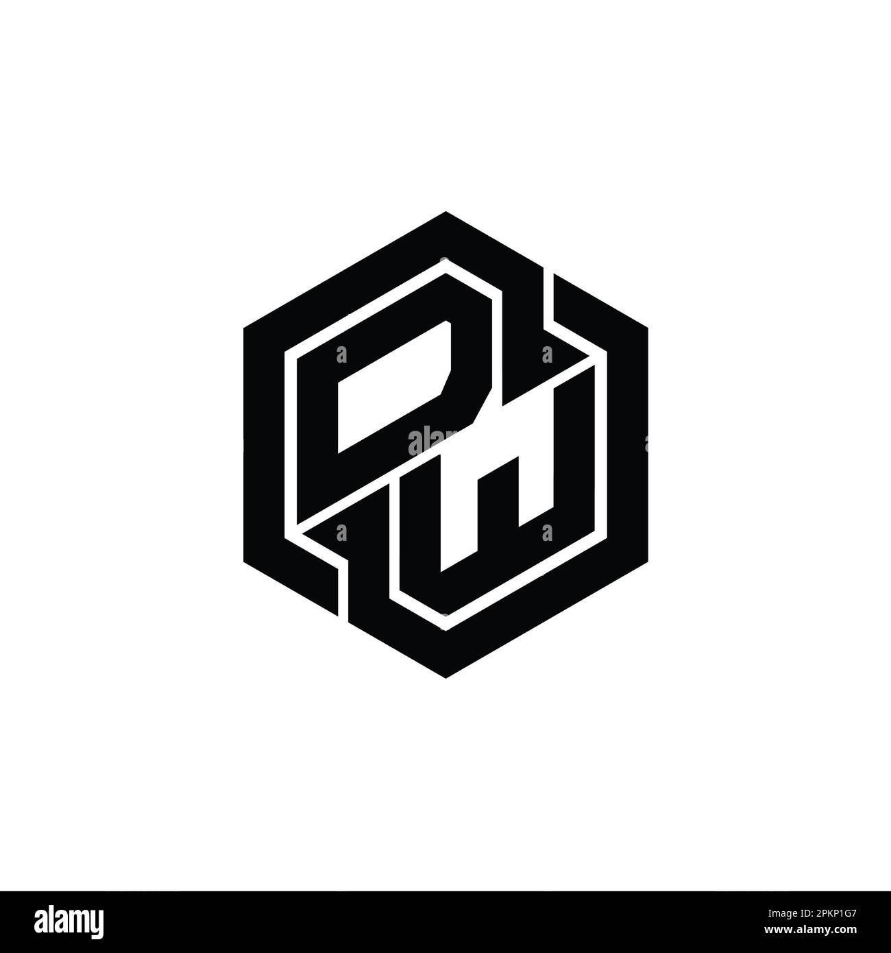 DW Logo monogram gaming with hexagon geometric shape design template Stock Photo