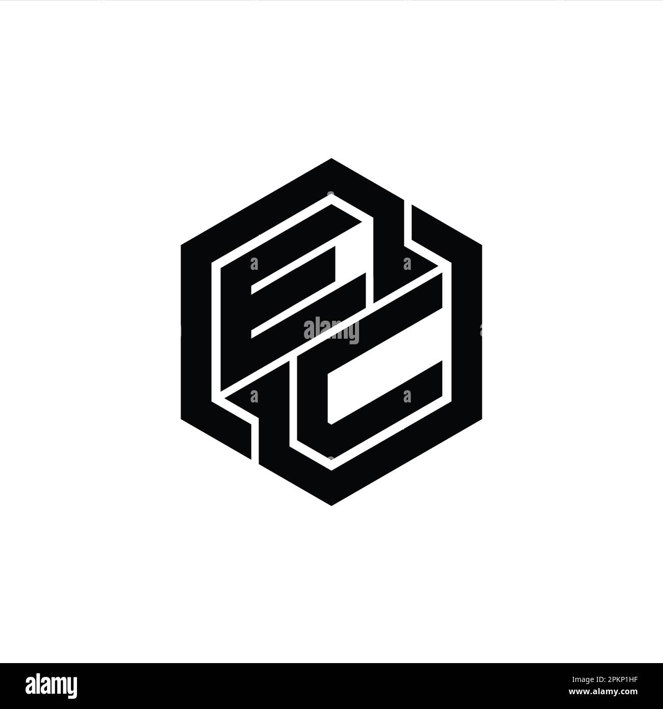 EC Logo monogram gaming with hexagon geometric shape design template Stock Photo
