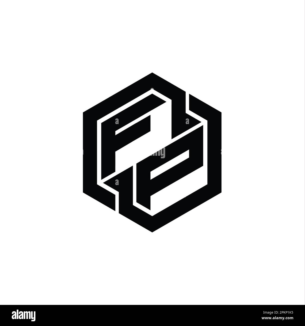 FP Logo monogram gaming with hexagon geometric shape design template Stock Photo
