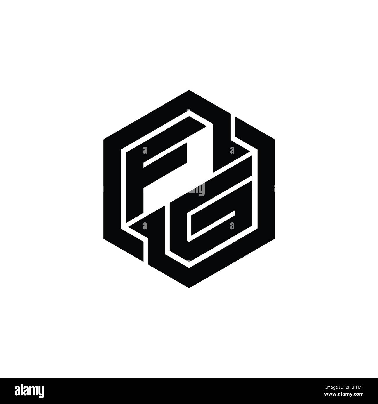 FG Logo monogram gaming with hexagon geometric shape design template