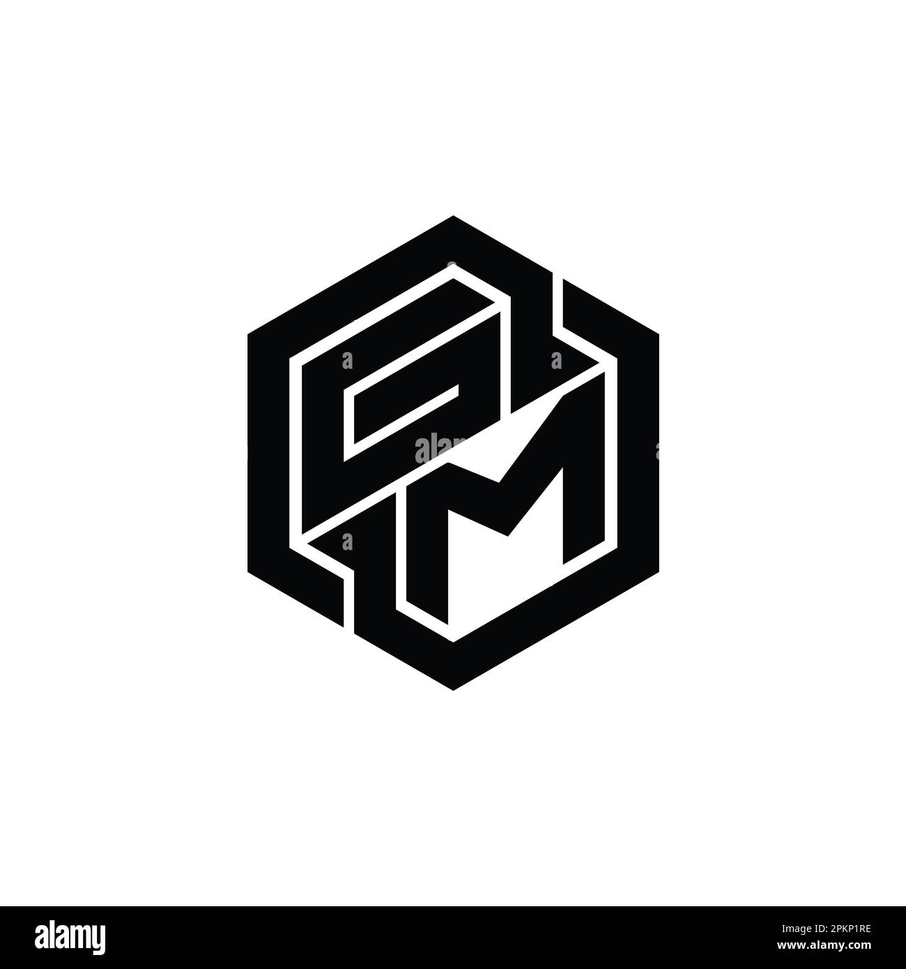 GM logo monogram with emblem shape combination tringle on top design  template Stock Vector