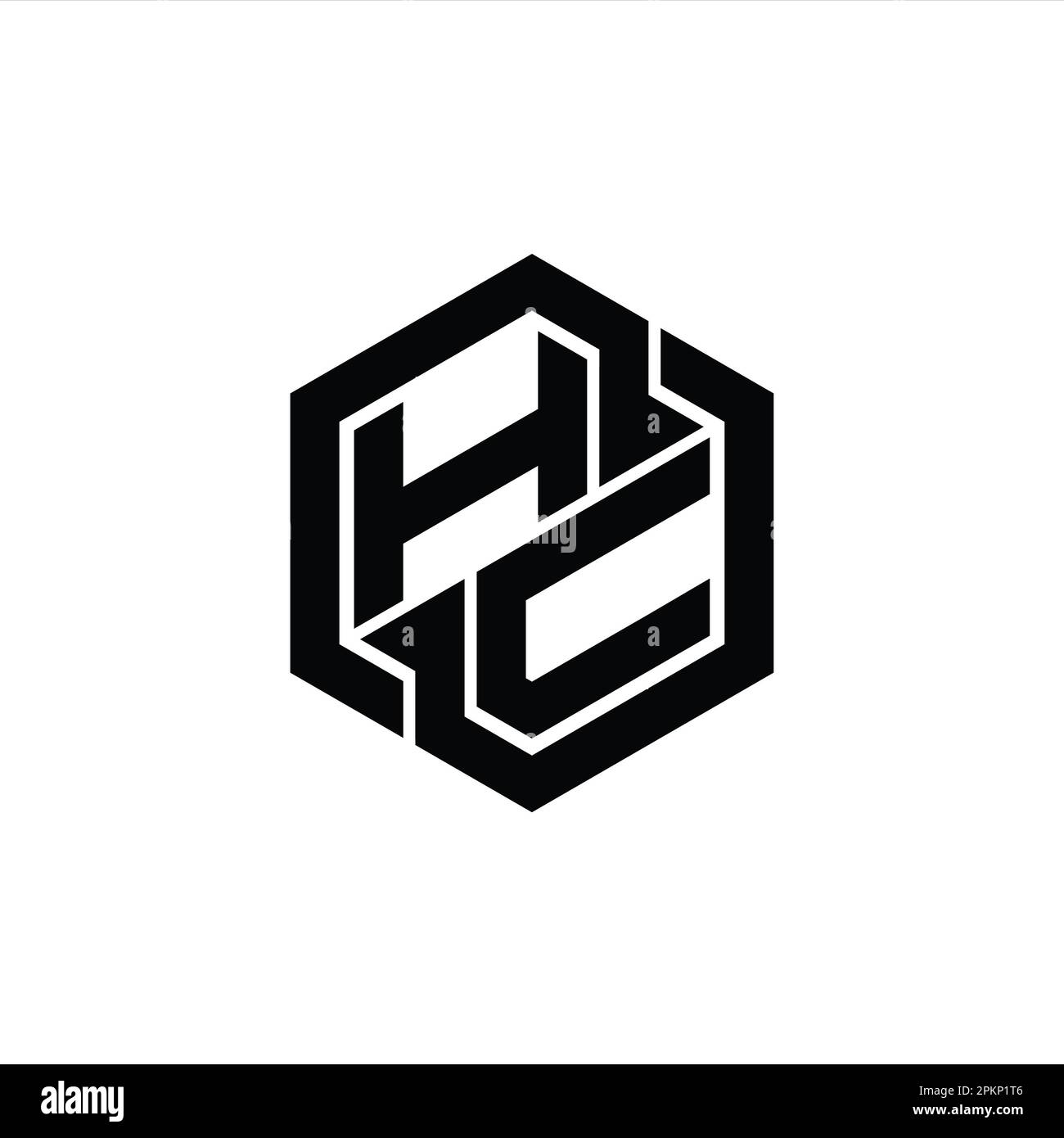Hc logo monogram gaming with hexagon geometric shape design template