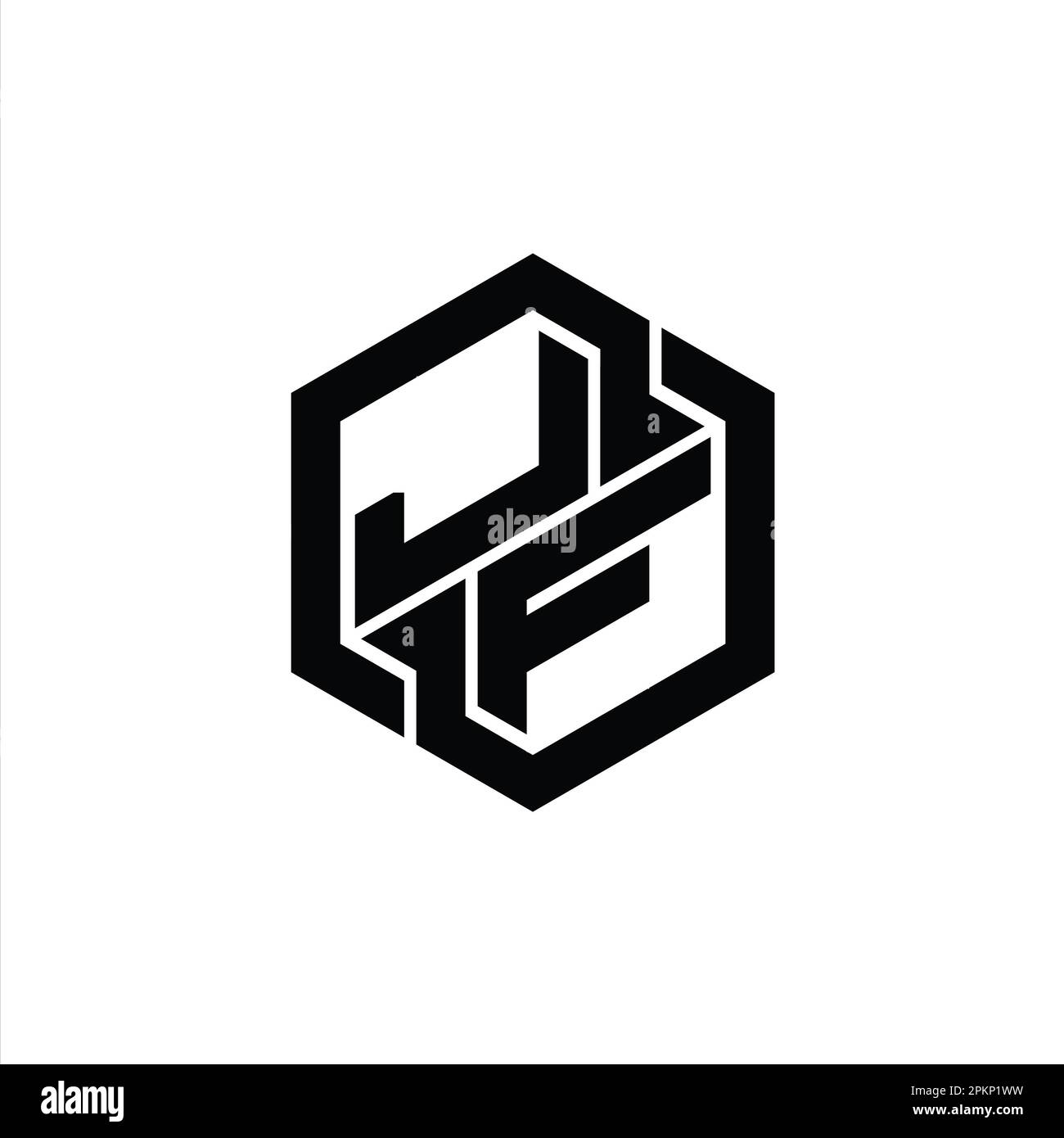 JF Logo monogram gaming with hexagon geometric shape design template Stock Photo