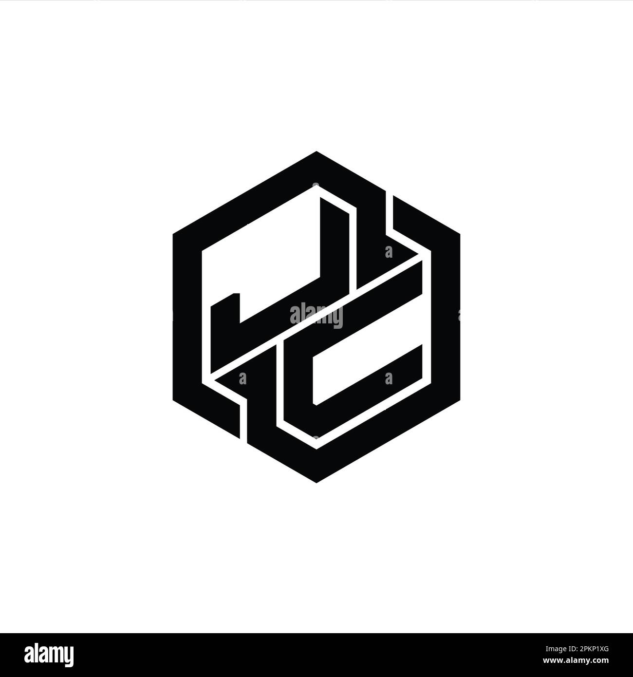 JC Logo monogram gaming with hexagon geometric shape design template Stock Photo