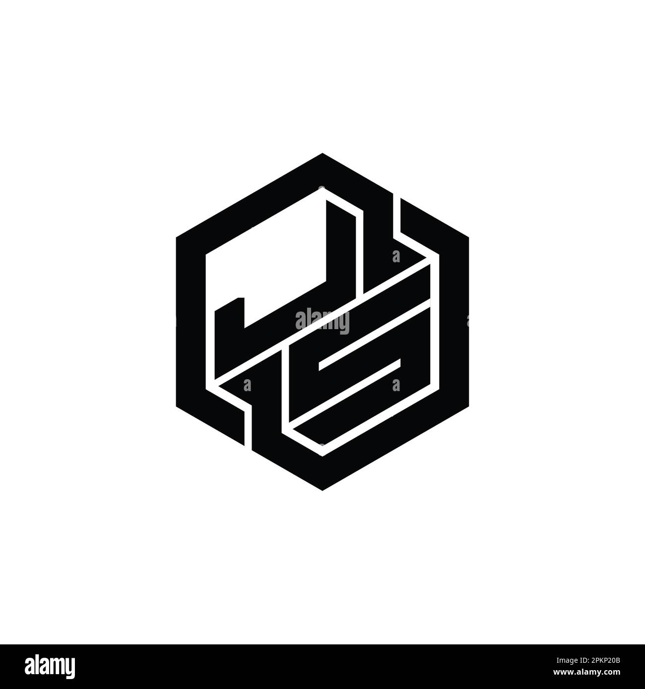 JS Logo monogram gaming with hexagon geometric shape design template ...