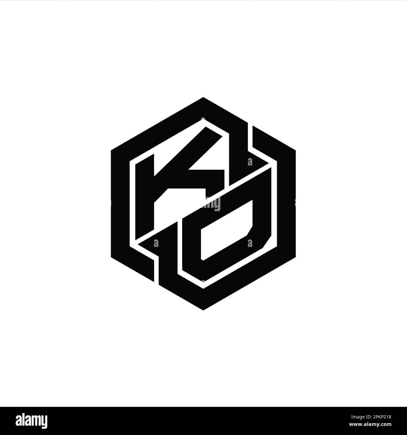 KD Logo monogram gaming with hexagon geometric shape design template ...