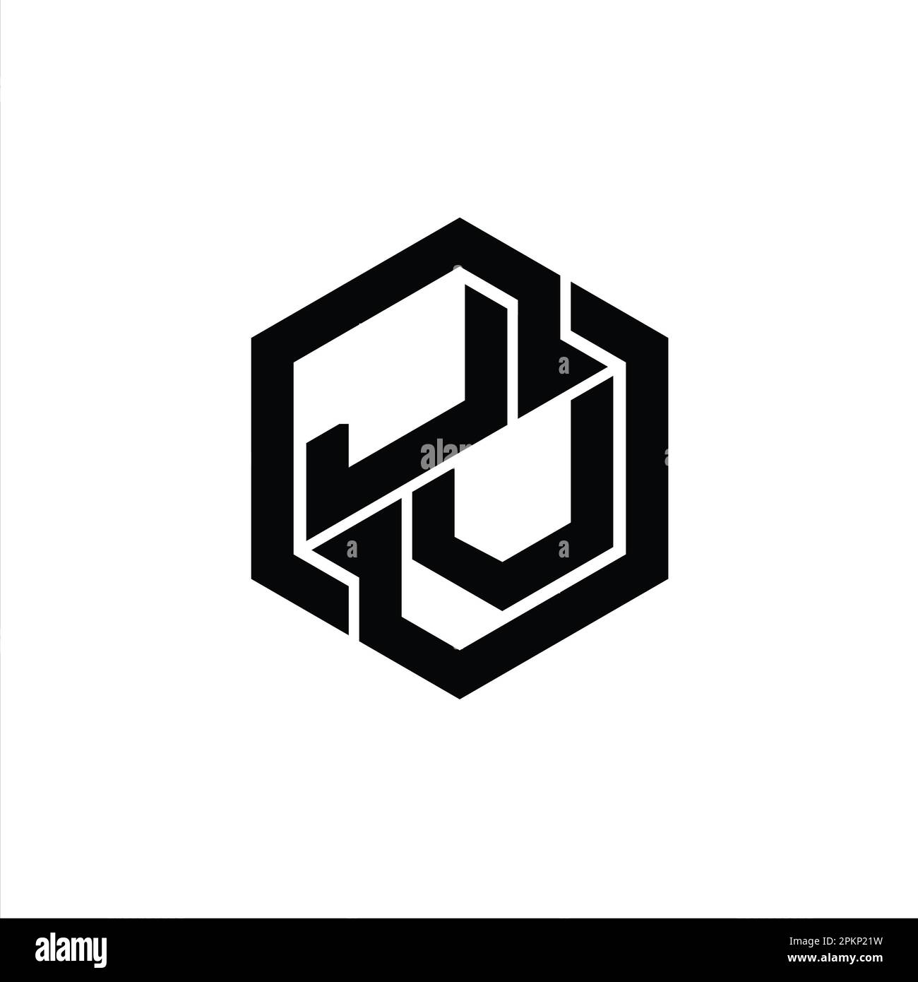 JV Logo monogram gaming with hexagon geometric shape design template Stock Photo
