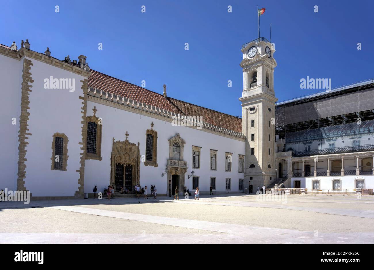 Coimbra, Portugal - August 15, 2022: Clock Tower Paco das Escolas University of Comibra Stock Photo