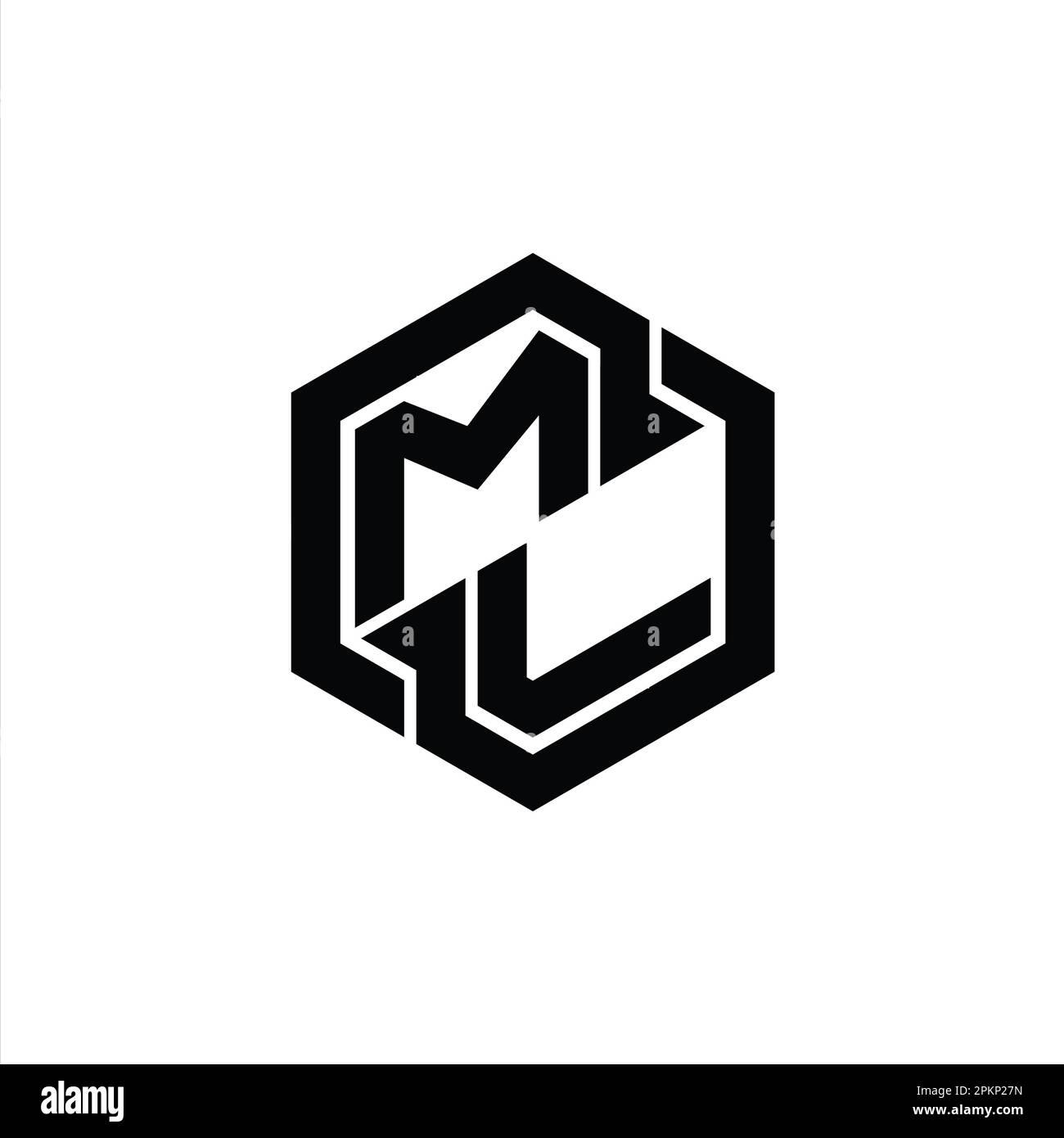 ML Logo monogram gaming with hexagon geometric shape design template Stock Photo