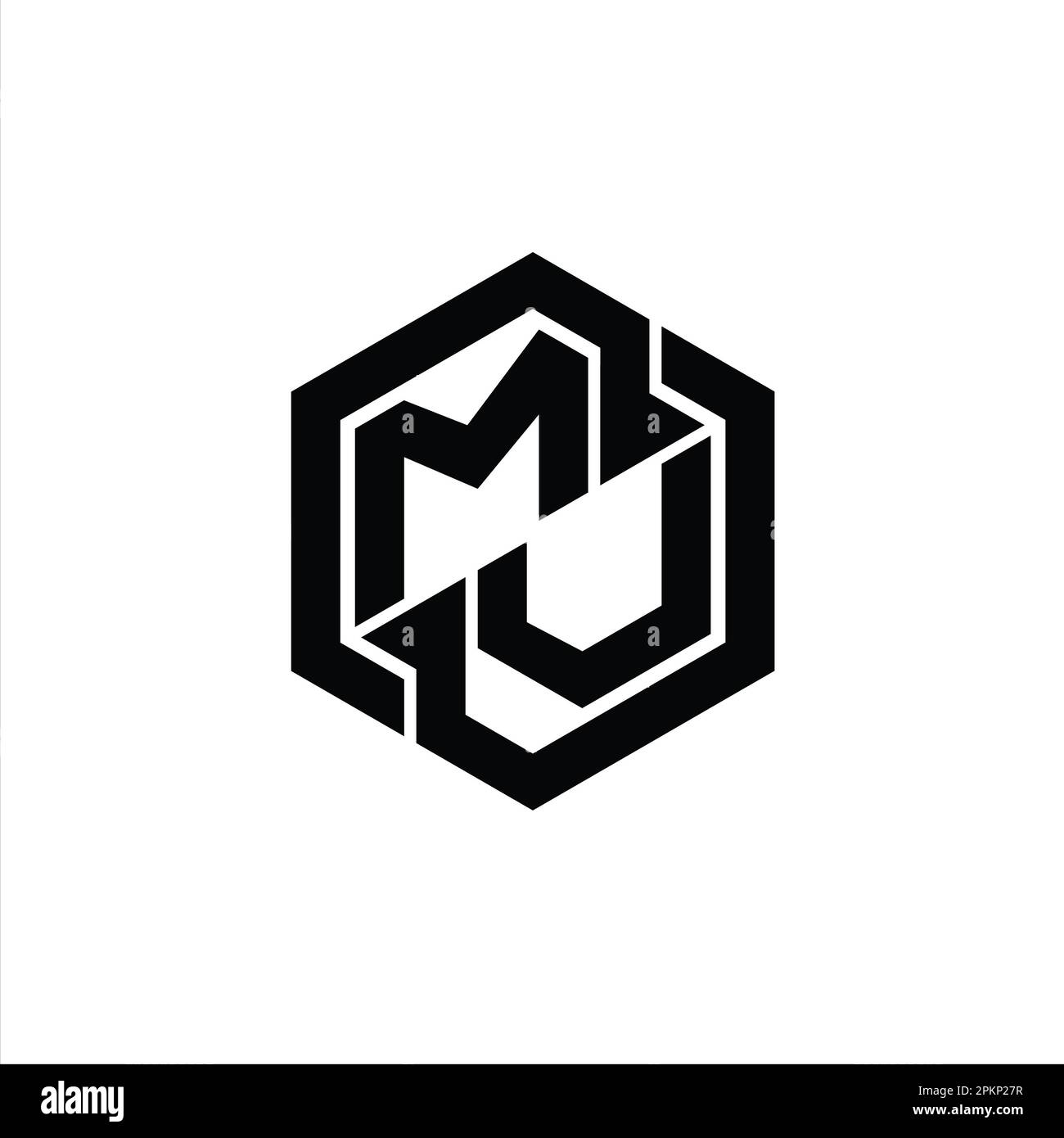 MV Logo monogram gaming with hexagon geometric shape design template ...