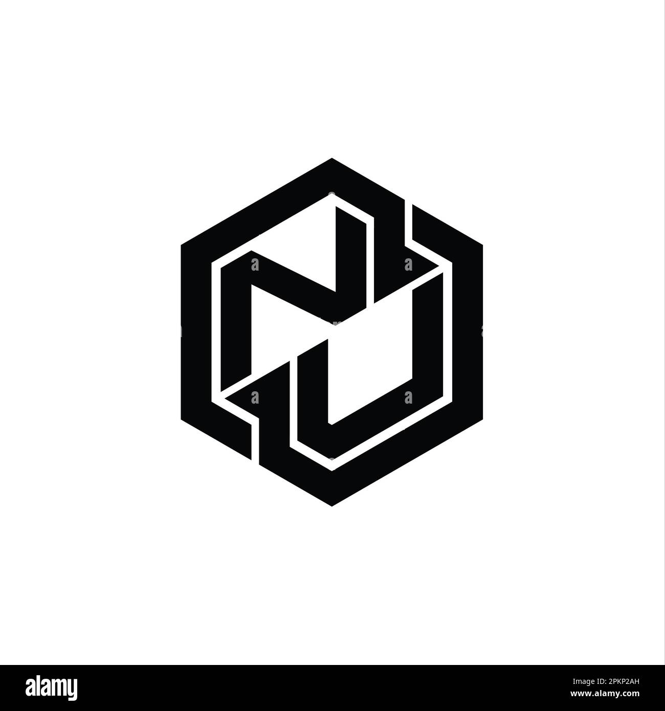NU Logo monogram gaming with hexagon geometric shape design template ...