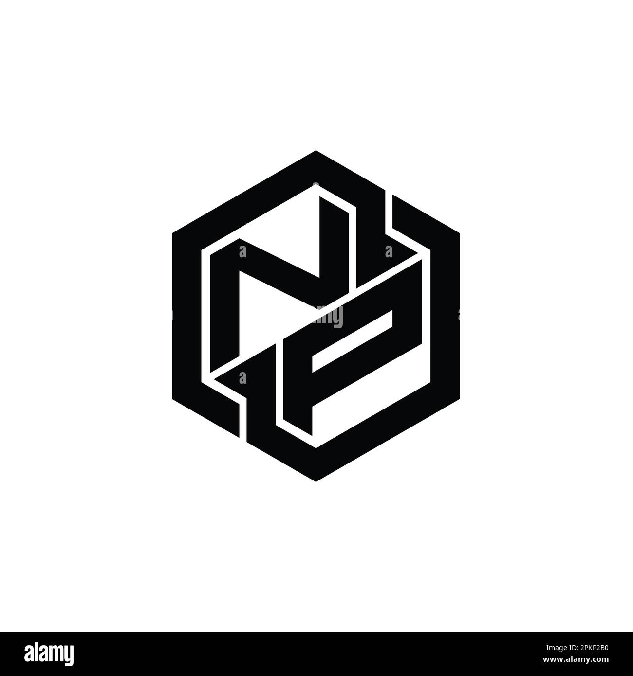 NP Logo monogram gaming with hexagon geometric shape design template ...