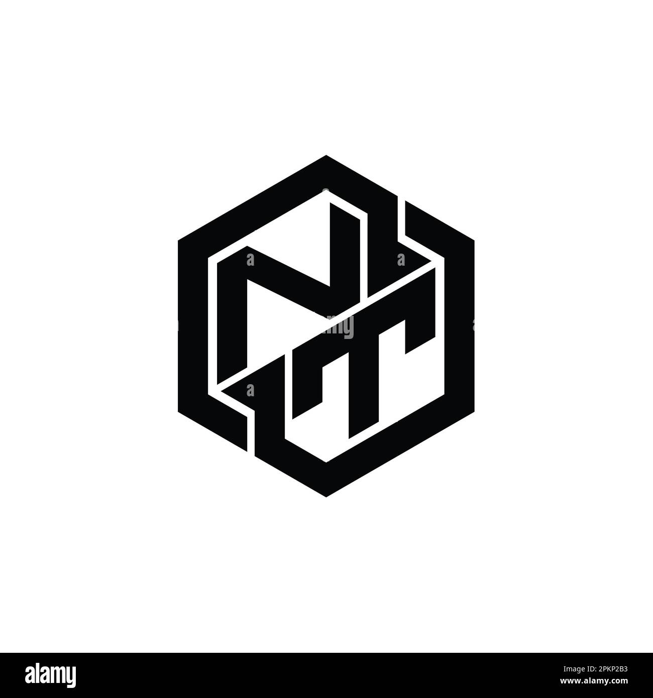 NT Logo monogram gaming with hexagon geometric shape design template Stock Photo