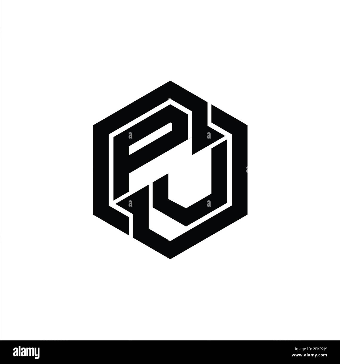 PV Logo monogram gaming with hexagon geometric shape design template ...