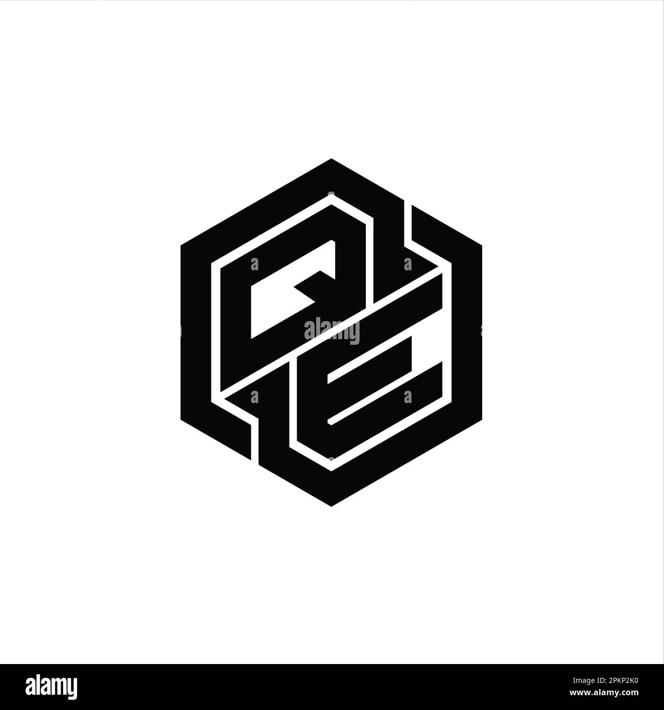 QE Logo monogram gaming with hexagon geometric shape design template ...