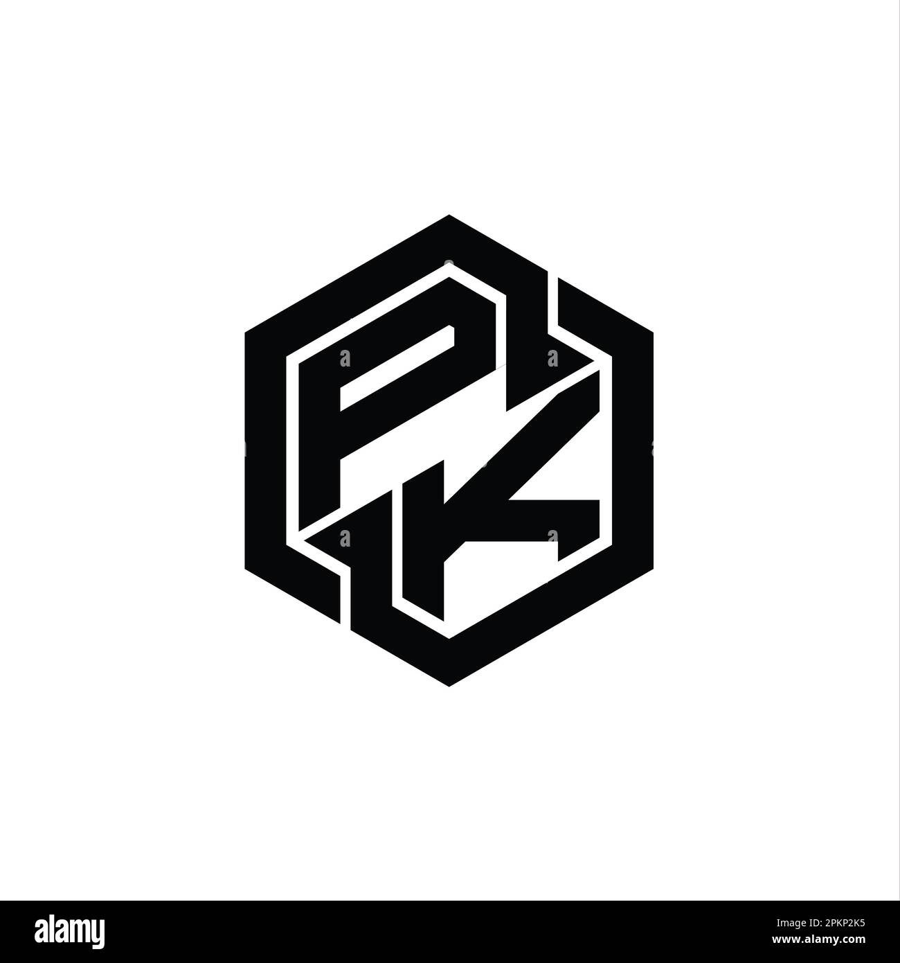 PK Logo monogram gaming with hexagon geometric shape design template ...