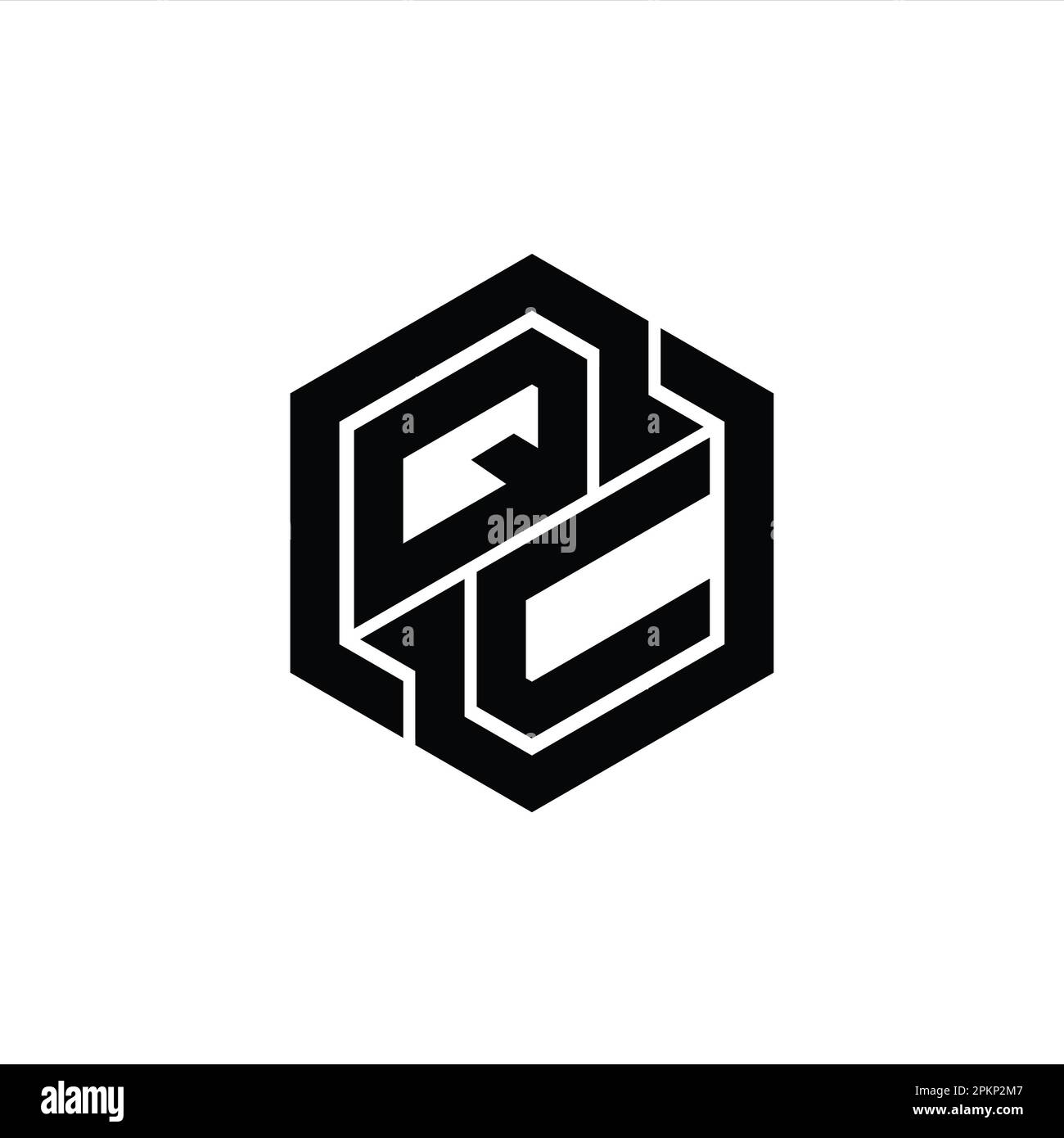 QC Logo monogram gaming with hexagon geometric shape design template ...