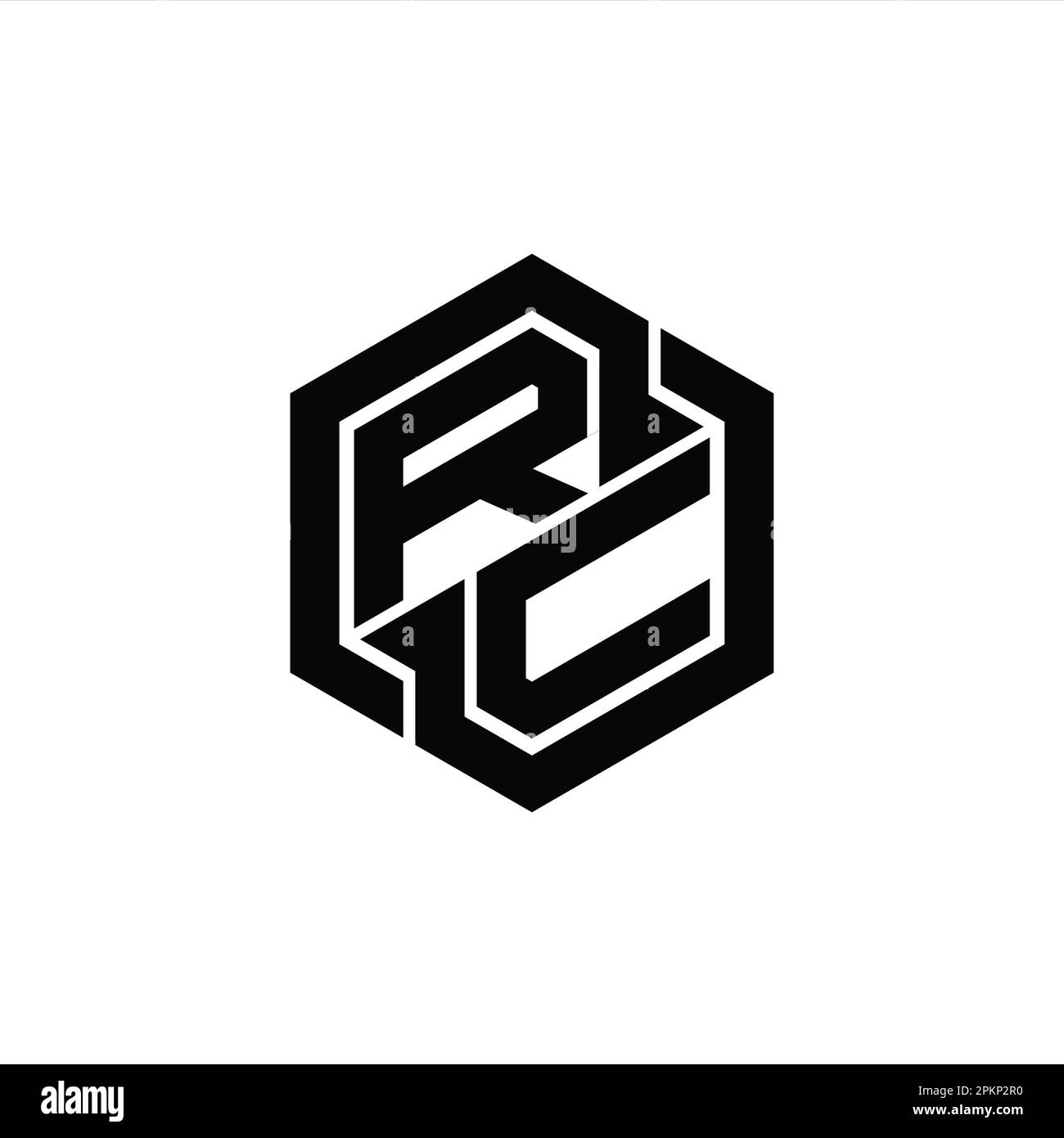 RC Logo monogram gaming with hexagon geometric shape design template