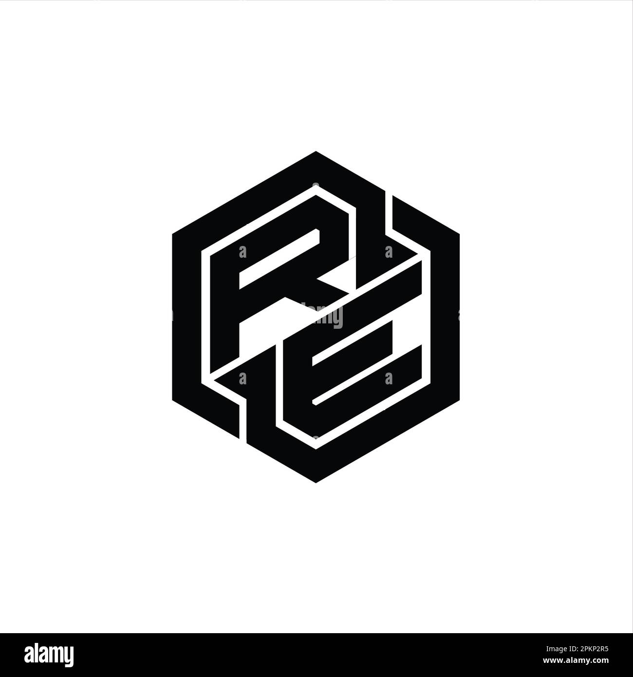 RE Logo monogram gaming with hexagon geometric shape design template ...