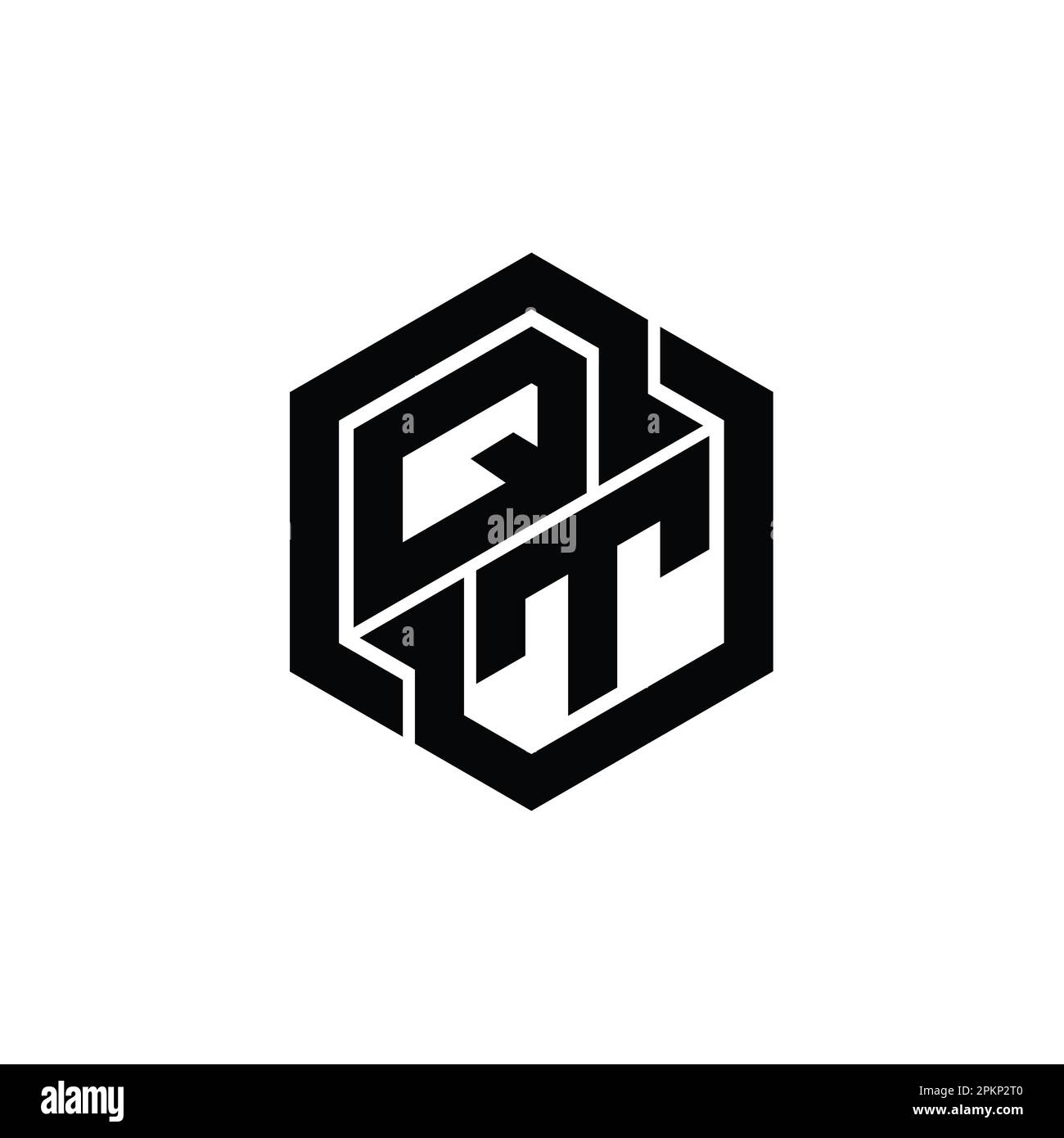 QT Logo monogram gaming with hexagon geometric shape design template ...
