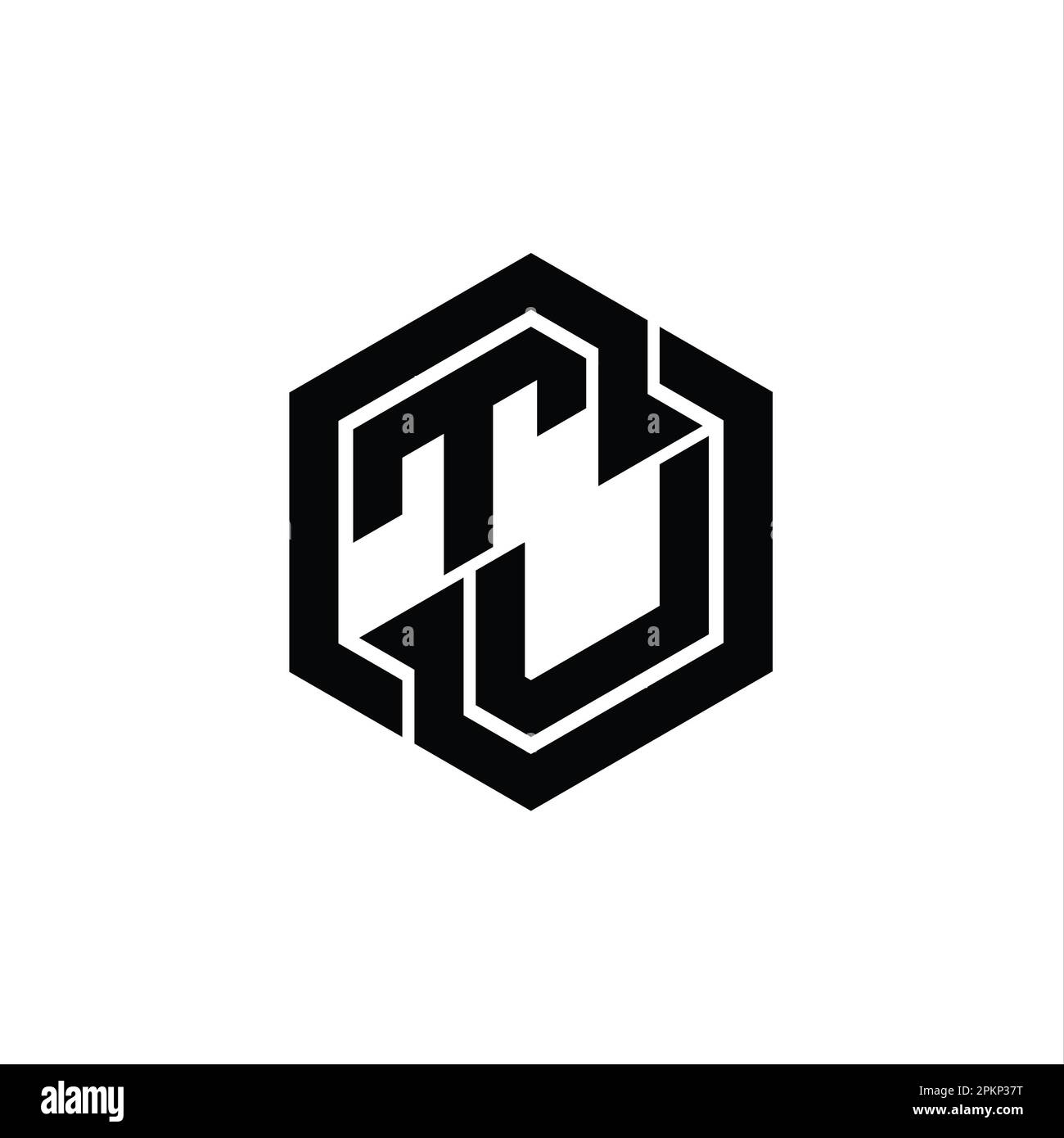 TU Logo monogram gaming with hexagon geometric shape design template ...