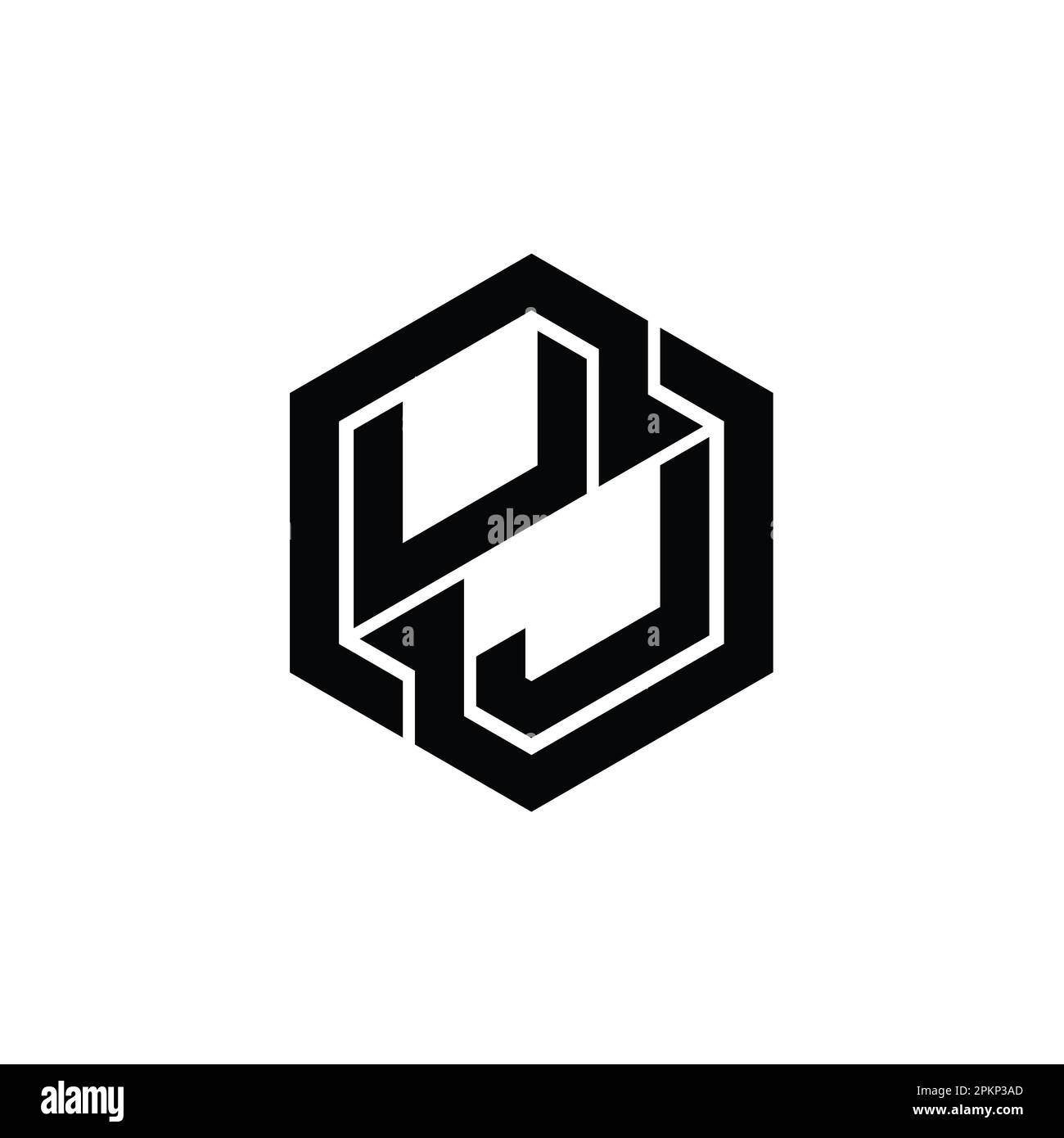 UJ Logo monogram gaming with hexagon geometric shape design template Stock Photo