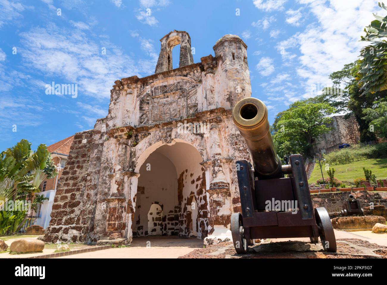 A famosa Fortress melaka. The remaining part of the ancient fortress of malacca, Malaysia Stock Photo