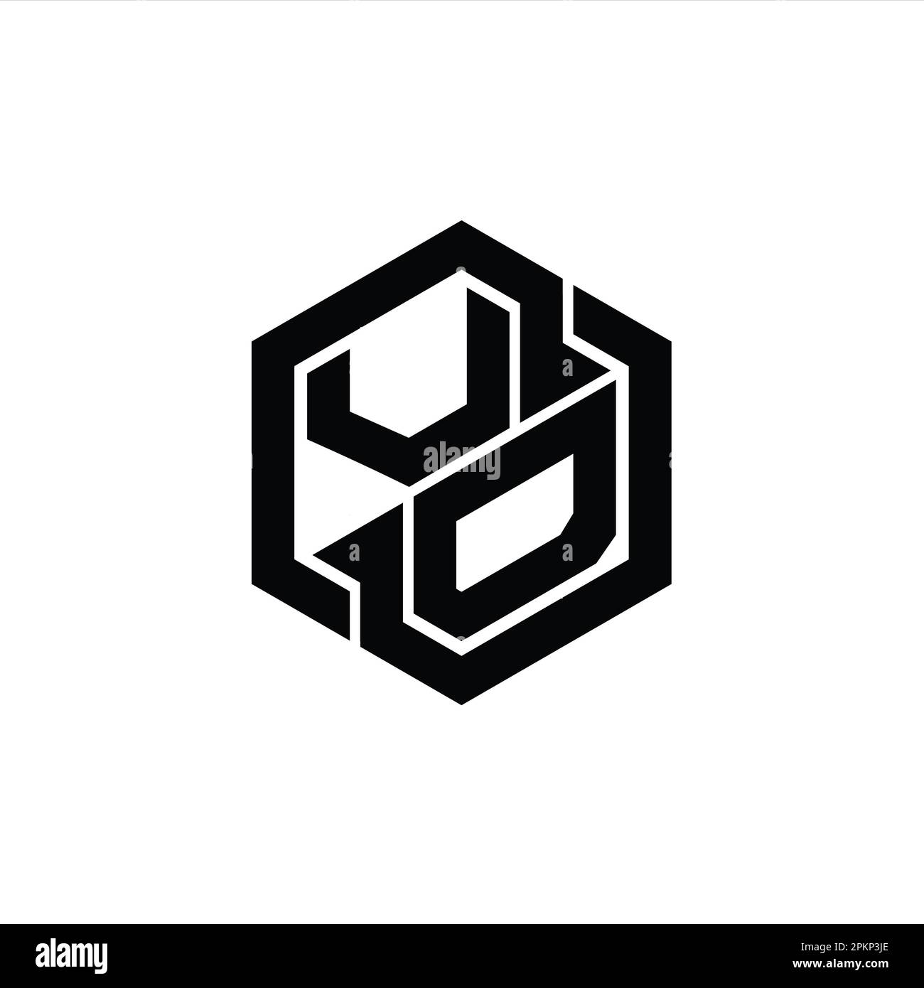 VD Logo monogram gaming with hexagon geometric shape design template Stock Photo