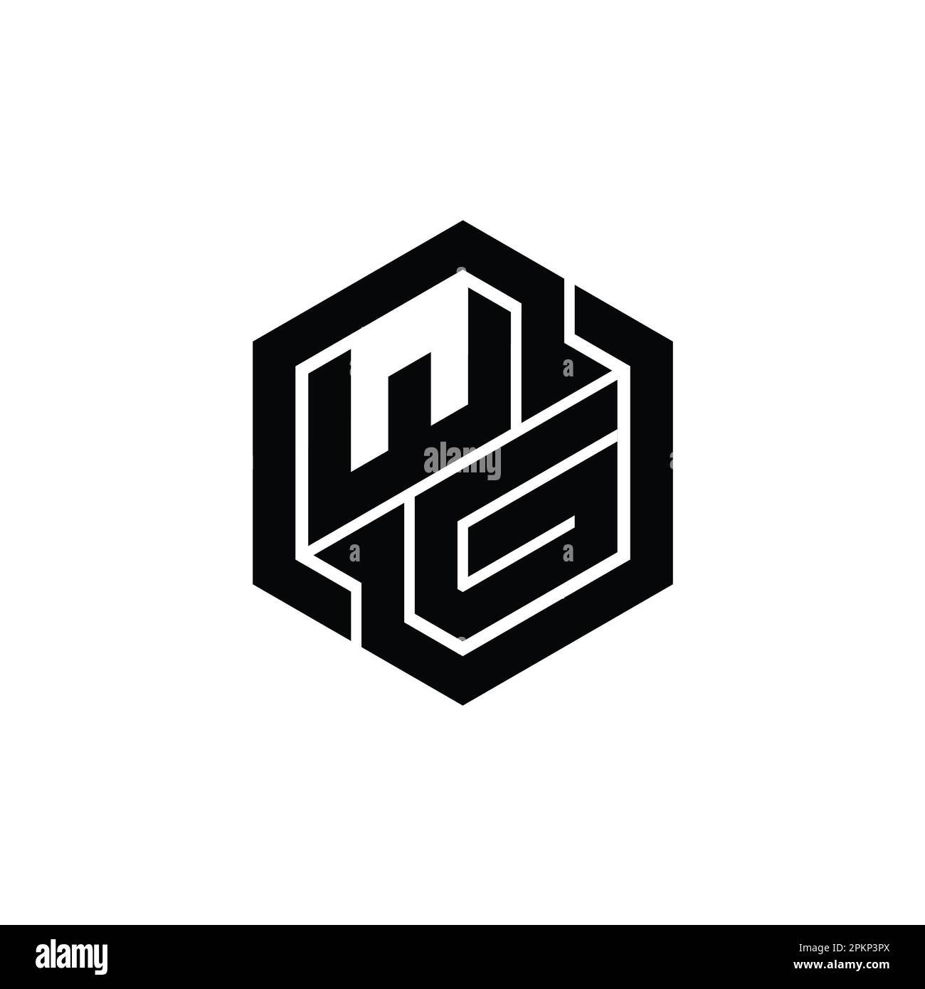 WG Logo monogram gaming with hexagon geometric shape design template ...