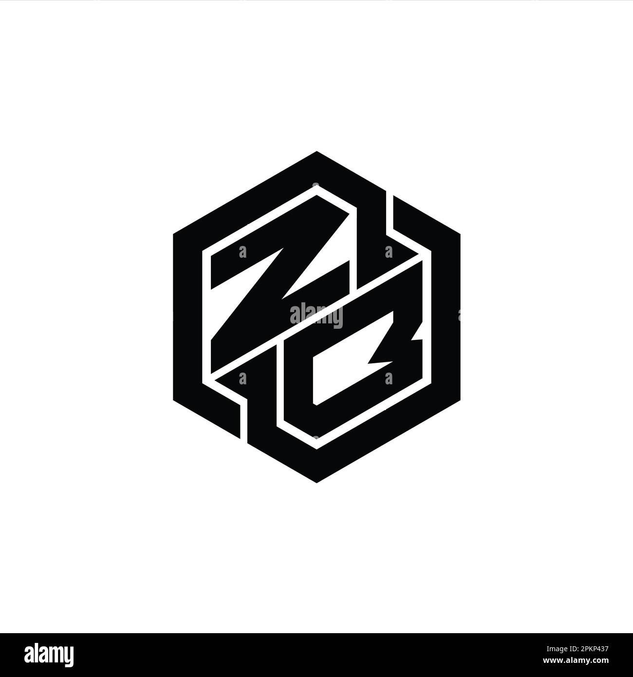 ZB Logo monogram gaming with hexagon geometric shape design template ...