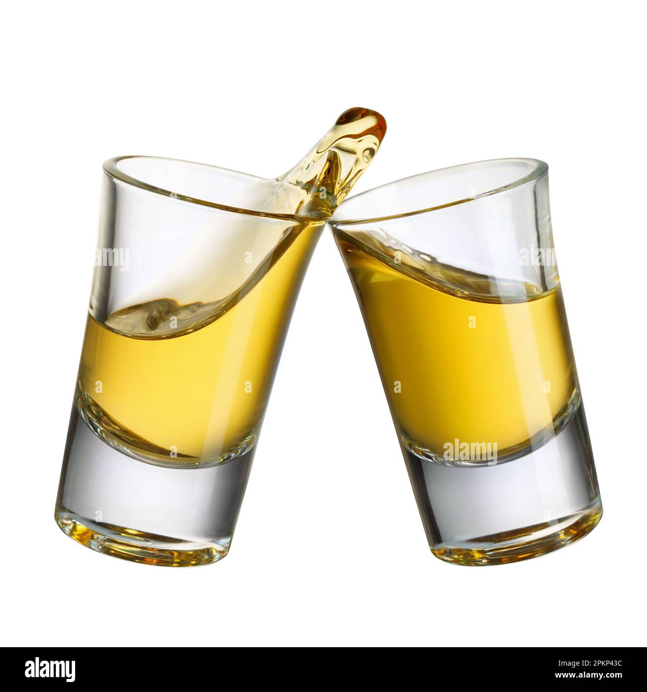 glasses shot of tequila making toast with splash isolated on white Stock  Photo - Alamy
