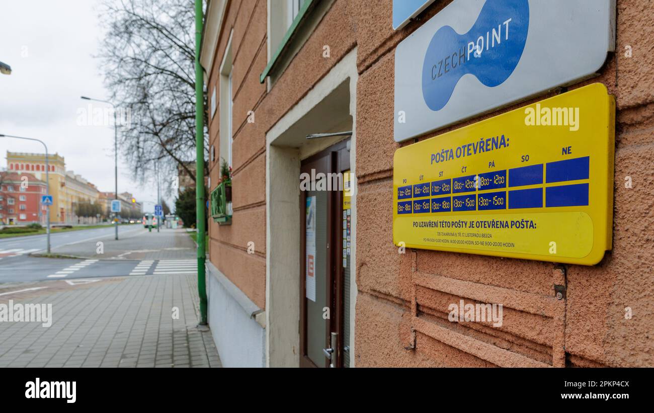 National postal service operator Czech Post (CP) presents a list of 300 branches that will be closed. Pictured branch of Czech Post in Havirov, Czech Stock Photo