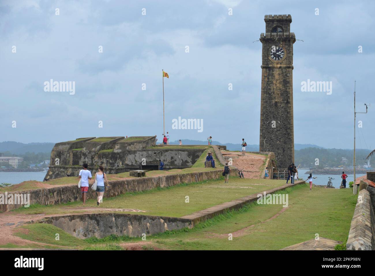 Clock tower, fortress wall, fort, Galle, Sri Lanka, Asia Stock Photo