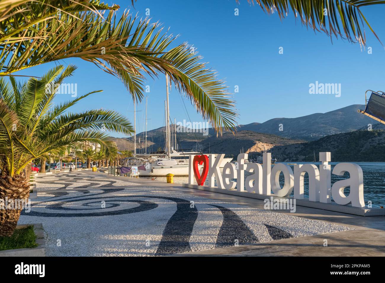 Waterfront of Argostoli Town on Kefalonia island, Ionian sea, Greece Stock Photo