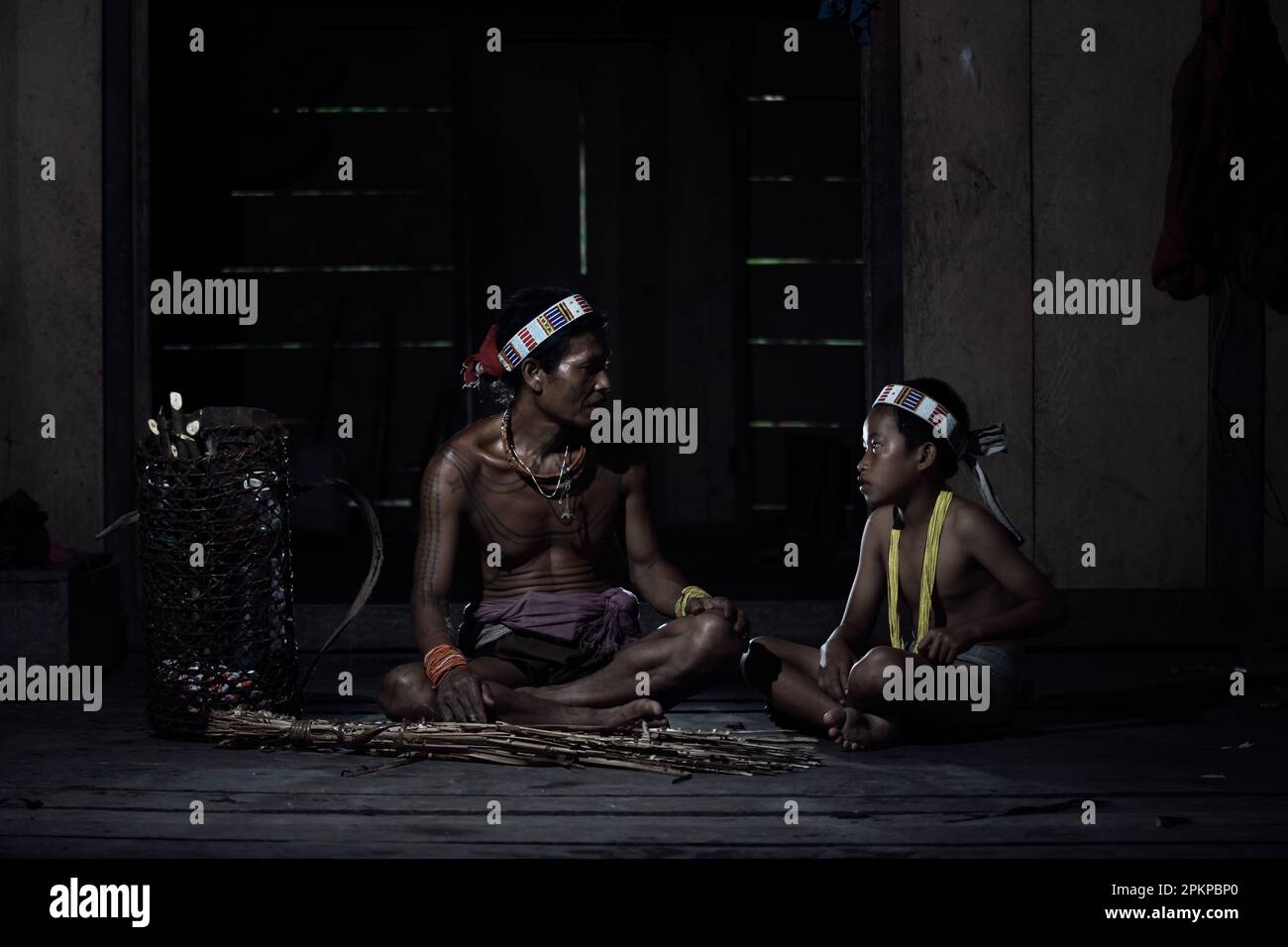 Life of Mentawai Tribe, West Sumatra, Indonesia Stock Photo