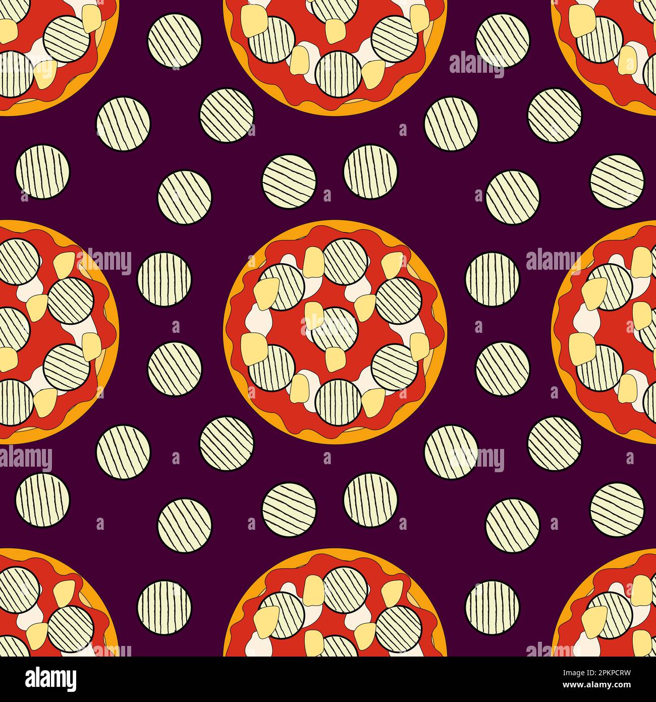 Pizza Seamless Pattern Color Illustration For Food Industry Vector pizza-seamless-pattern-color-illustration-for-food-industry-vector