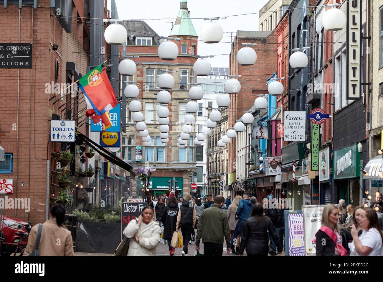 Church lane belfast on a busy saturday evening Belfast City Centre, Northern Ireland, UK Stock Photo