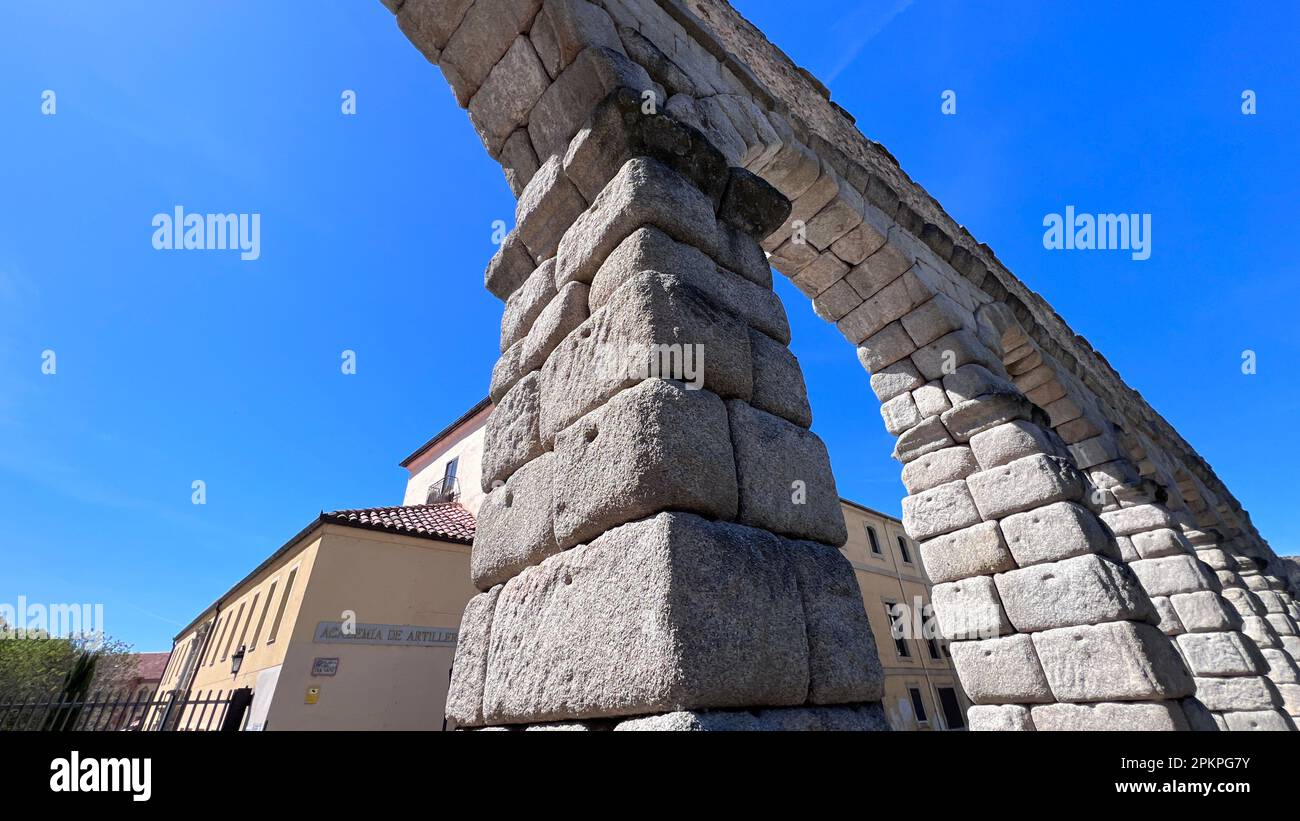 Arches of the Segovia roman aqueduct Stock Photo