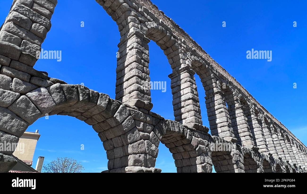 Arches of the Segovia roman aqueduct Stock Photo