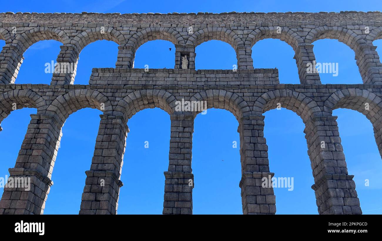 Arches of the Segovia roman aqueduct Stock Photo