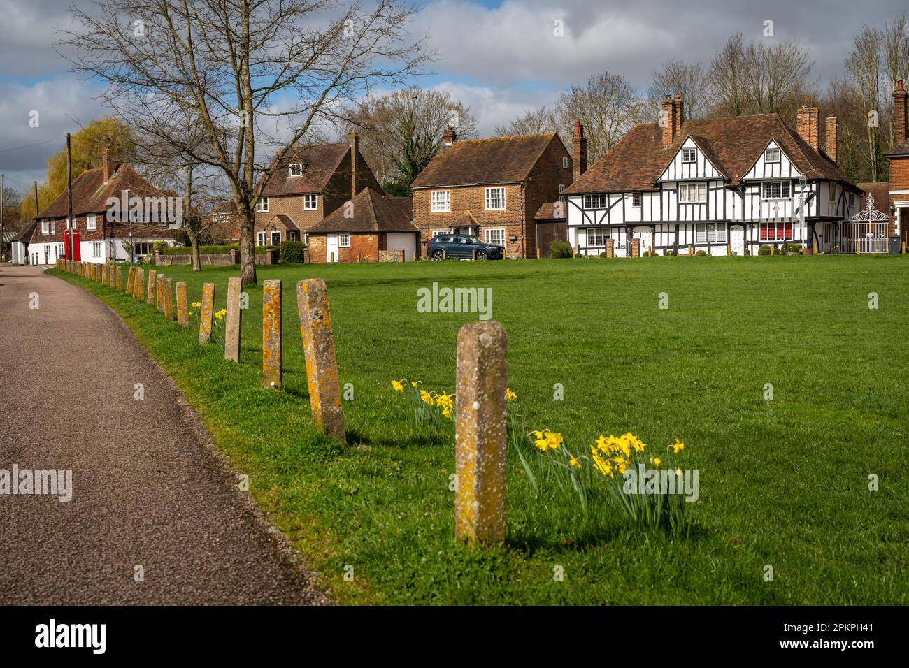 View of Chartham, a small village southwest of Canterbury, England. Stock Photo