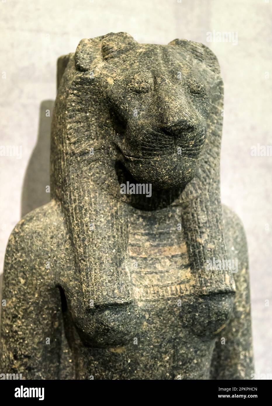Egyptian statue of goddess Sekhmet with head of lion, historical stone