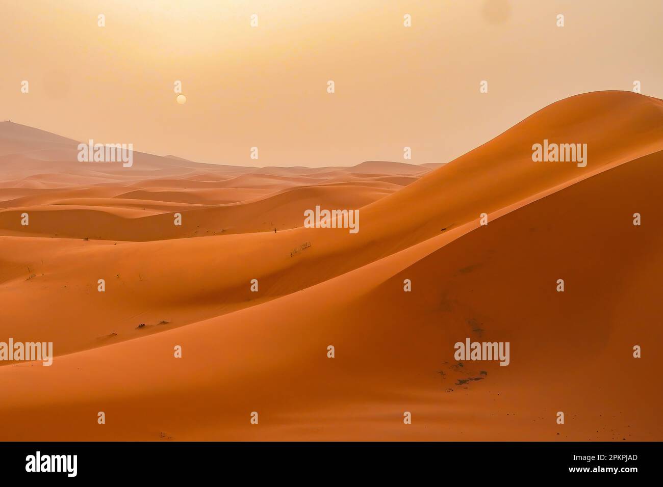 Merzouga, Morocco. 6th Apr, 2023. Dunes seen during sunset in the